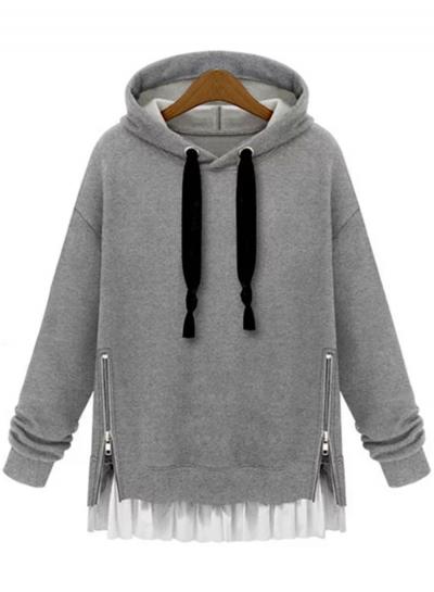 Oasap Fashion Loose Fit Fleece Splicing Hoodie