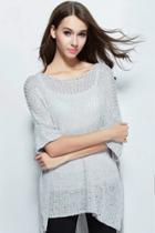 Oasap Stylish Solid High Low Sweater