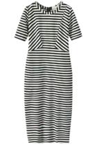 Oasap Women's Round Neck Short Sleeve Stripe Bodycon Dress