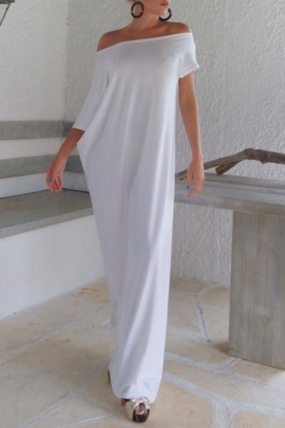 Oasap Chic Off-the-shoulder Asymmetrical Maxi Dress
