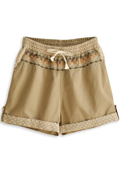 Oasap Dotted Hem Embroidered Shorts