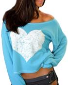 Oasap Women's Casual Long Sleeve Heart Print Pullover Sweatshirt