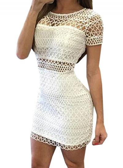 Oasap Women's Hollow Out Crochet Bodycon Mini Dress