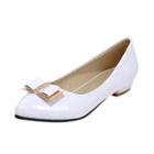 Oasap Solid Color Pointed Toe Bow Flat Heels Shoes