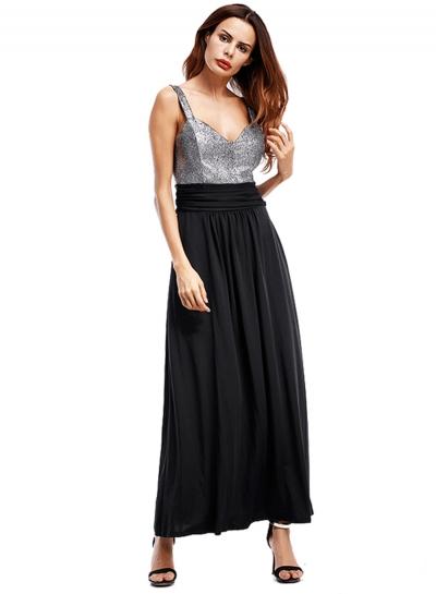 Oasap V Neck Straps Sleeveless High Waist Dress