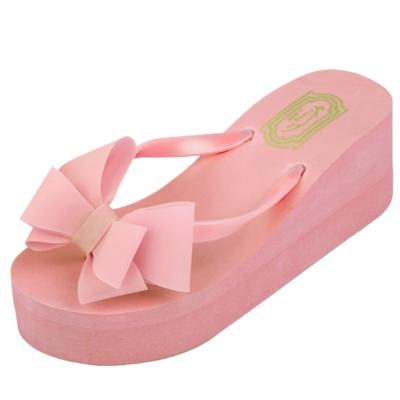 Oasap Bow Wedge Heels Flip-flop Sandals