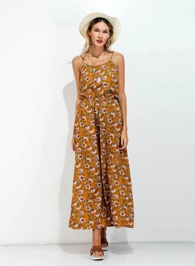 Oasap Vintage Floral Print Slip Dress