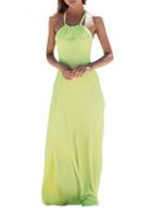 Oasap Women's Halter Open Back Sleeveless Solid Color Maxi Dress