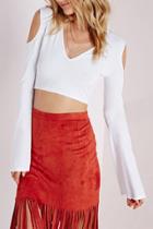 Oasap Gorgeous Cut Out Bell Sleeve Crop Top