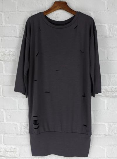 Oasap Plus Size Batwing Sleeve Sweatshirt With Holes