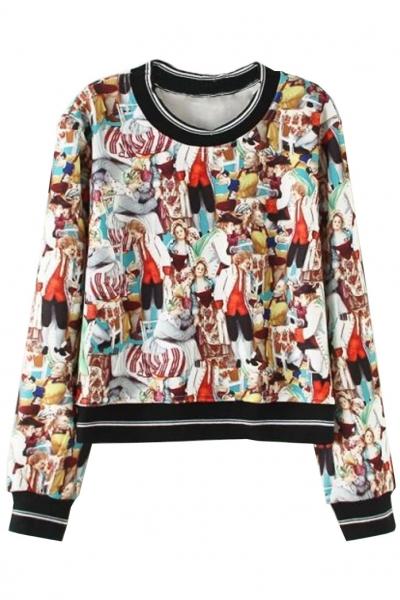 Oasap Renaissance Painting Pattern Sweatshirt