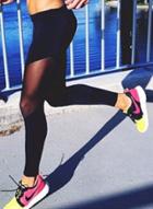 Oasap Comfortable Solid Mesh Spliced Leggings