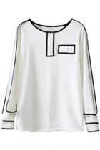 Oasap Modernist Contrast Trim Textured Blouse