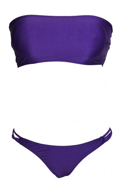 Oasap Summer Vacation Sexy Strapless Crisscross Purple Bikini