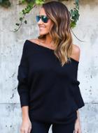 Oasap Off Shoulder Batwing Sleeve Knitting Sweaters
