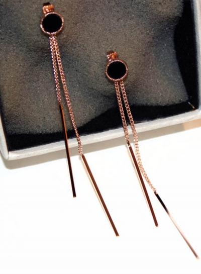 Oasap Tassel Detail Round Drop Earrings