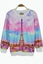 Oasap Shiny Eiffel Fleece Sweatshirt
