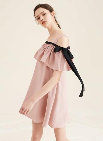 Oasap Slash Neck Lace-up Slip Dress