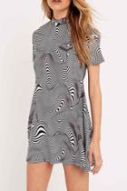 Oasap Dizzy Trippy Print Short Sleeve Dress