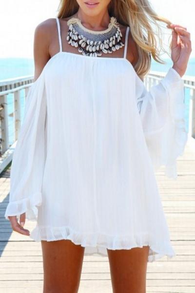 Oasap Slouchy Loose Fit Off-the-shoulder Tunic Dress