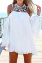 Oasap Slouchy Loose Fit Off-the-shoulder Tunic Dress