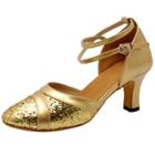 Oasap Pointed Toe Sequins Cross Ankle Strap Dance Shoes