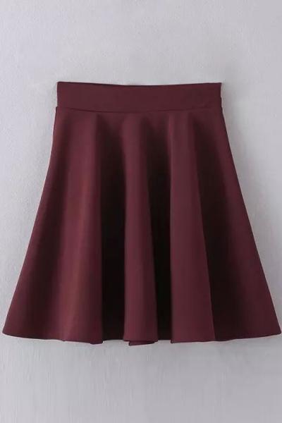 Oasap Classic Solid Color High Waist A-line Skirt