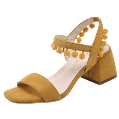 Oasap Peep Toe Block Heels Ankle Buckle Solid Sandals