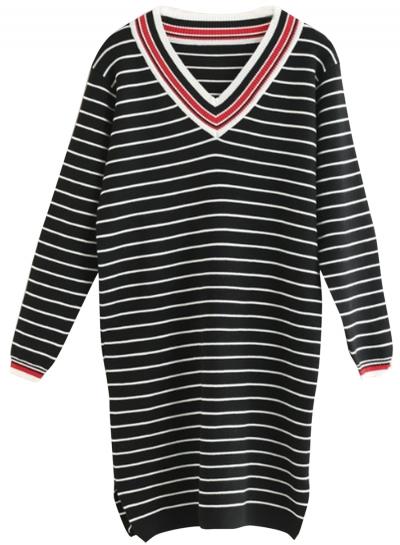 Oasap Women's Color Block Striped V Neck Casual Dress