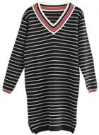 Oasap Women's Color Block Striped V Neck Casual Dress