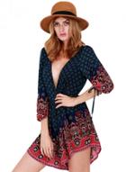 Oasap Deep V Neck Floral Printed Sexy Rompers