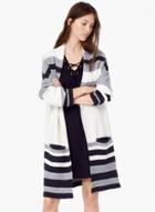 Oasap Long Sleeve Color Splicing Open Front Cardigan