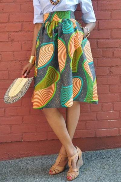 Oasap Chic Printing Pleated A-line Dress