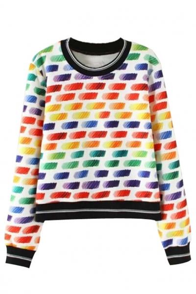 Oasap Brightly Rainbow Hue Sweatshirt