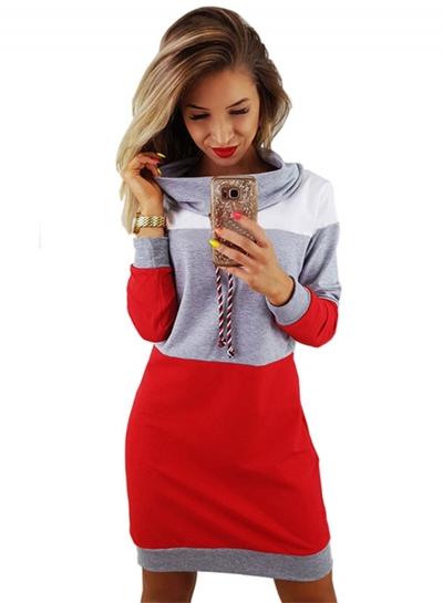 Oasap High Neck Color Block Longline Sweatshirt
