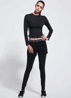Oasap Women's Skinny Long Sleeve Top Fake 2 Piece Leggings Sports Set