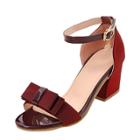 Oasap Open Toe Block Heels Sandals With Bow