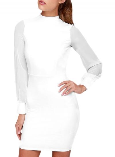 Oasap Women's Mock Neck Long Sleeves Backless Bodycon Club Dress