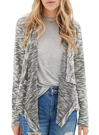 Oasap Women's Back Lace Draped Open Front Knitted Irregular Cardigan