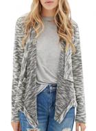 Oasap Women's Back Lace Draped Open Front Knitted Irregular Cardigan