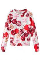 Oasap Captivating Red Rose Pattern Sweatshirt