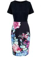 Oasap Round Neck Short Sleeve Floral Print Bodycon Dress