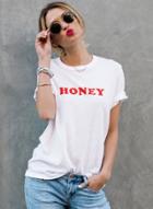 Oasap White Tee Short-sleeved Letter Printed T-shirt