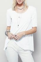 Oasap Casual Side Slit Asymmetric Loose Fit Tee