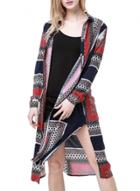 Oasap Women's Collared High Slit Position Print Button Down Shirt Dress