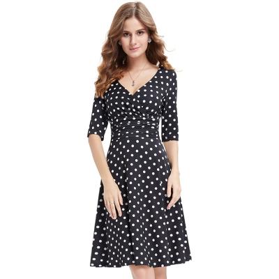 Oasap Women's Polka Dot Print Faux Wrap A-line Dress