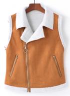 Oasap Turn Down Collar Sleeveless Solid Color Oblique Zip Outwear Vest