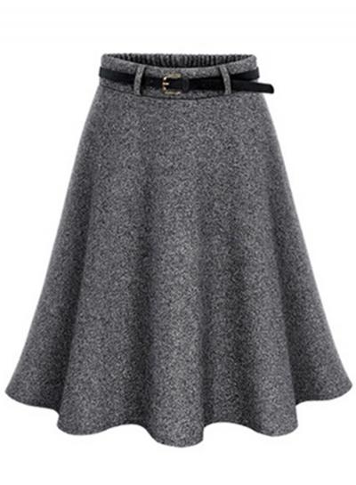 Oasap Fashion A-line Pleated Skirt With Belt