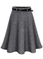 Oasap Fashion A-line Pleated Skirt With Belt