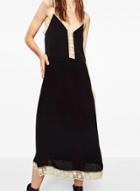 Oasap Black Lace Trimming Dress